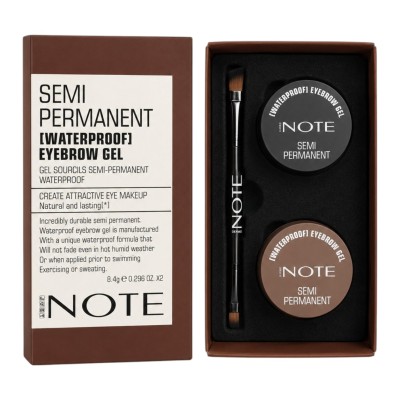 ژل و سایه ابرو ضدآب نیمه دائمی نوت مدل SEMI PERMANENT WATERPROOF EYEBROW GEL (پک چهارعددی: ژل و سایه مشکی + ژل و سایه قهوه‌ای)