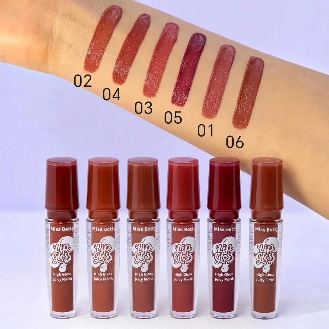 رژ لب مایع - لیپ گلاس میس بتی مدل lip gloss high gloss juicy finish