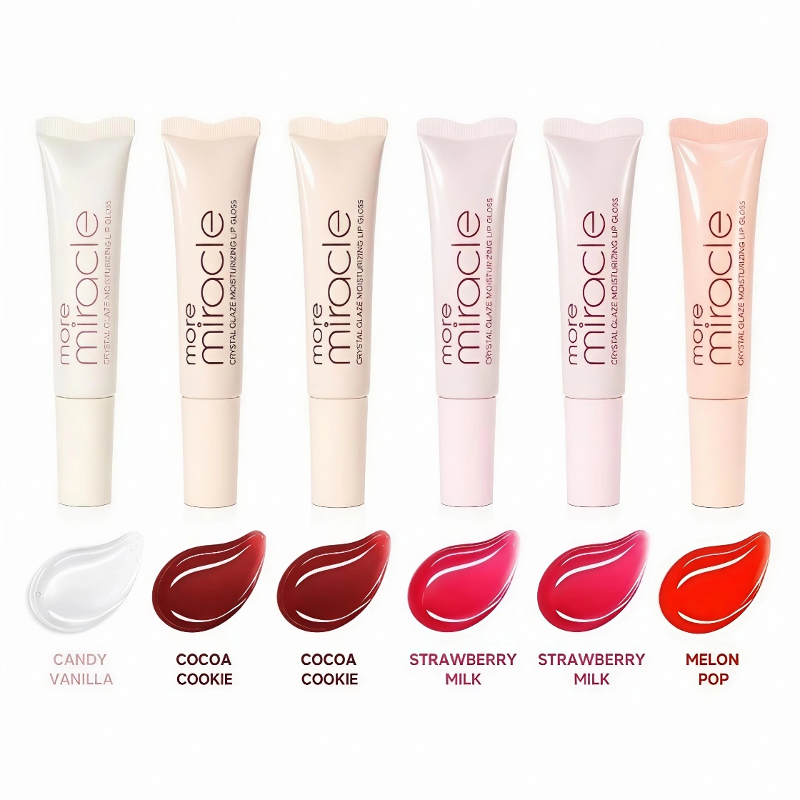 لیپ گلاس شیشه‌ای آبرسان و مغذی مور میراکل مدل crystal glaze moisturizing lip care