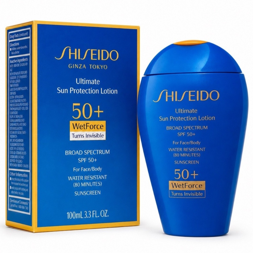 ضدآفتاب بی‌رنگ و ضدآب شیسیدو مدل Ultimate Sun Protection Lotion WetForce turns invisible spf50 100ml