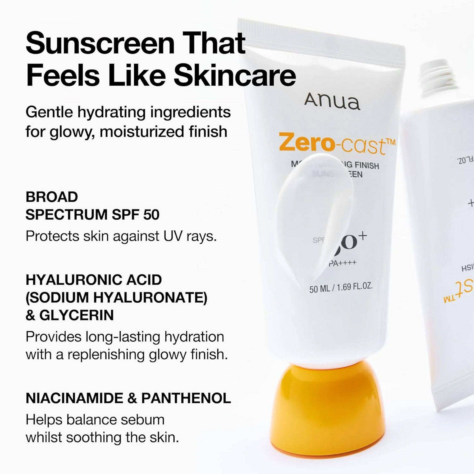 ضدآفتاب بی‌رنگ مرطوب کننده، روشن‌کننده و ضدچروک آنوا مدل Zero cast moisturizing finish sunscreen