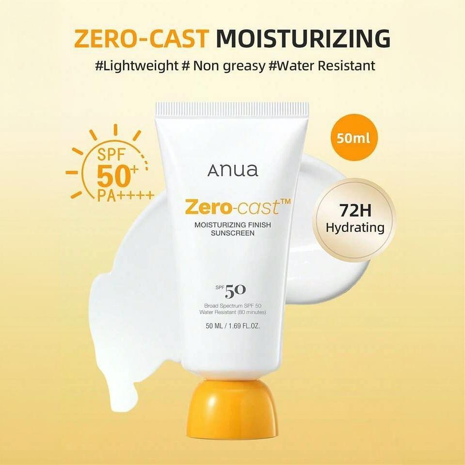 ضدآفتاب بی‌رنگ مرطوب کننده، روشن‌کننده و ضدچروک آنوا مدل Zero cast moisturizing finish sunscreen